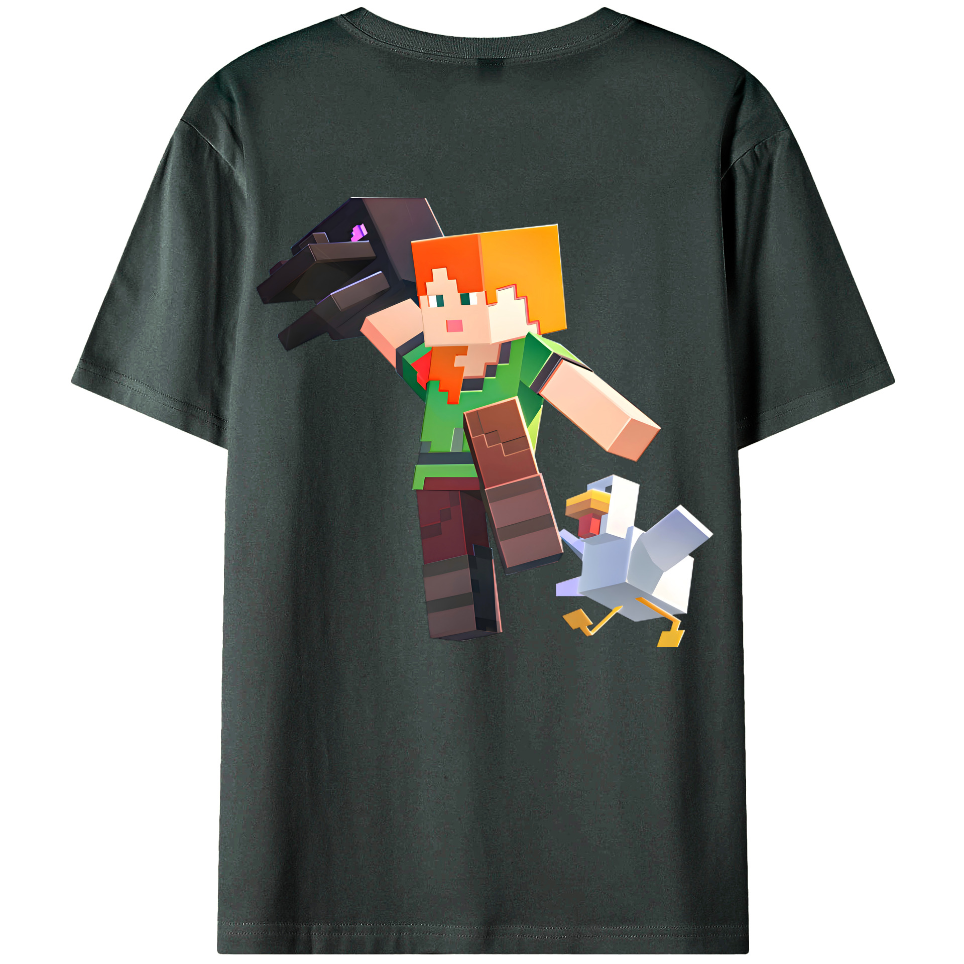（画像用） マインクラフト ブロックの世界 Minecraft MC Block world 綿100％ メンズ半袖Tシャツ（バックプリント） 通気性
